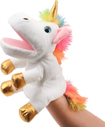 Miniatura 9 de Hopearl Marioneta de mano de pájaro de peluche con boca abierta y movible para juego imaginativo, juego de rol, juguete interactivo para contar
