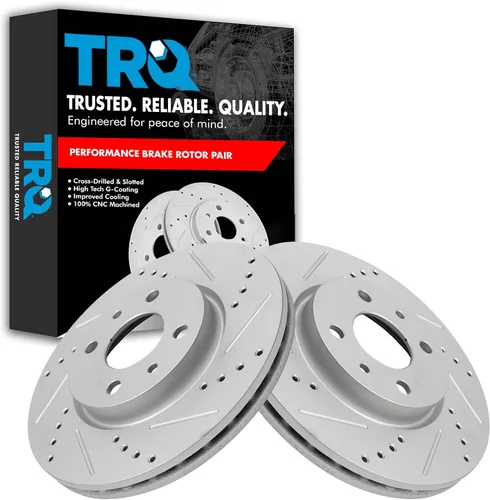 Miniatura 88 de TRQ Juego de rotores de freno de rendimiento trasero con revestimiento G premium compatible con Mazda 6 2014-2021
