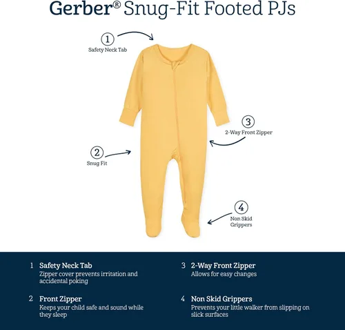 Miniatura 5 de Gerber Unisex Baby Toddler Buttery-Soft Snug Fit Footed Pajamas with Viscose Made with Eucalyptus