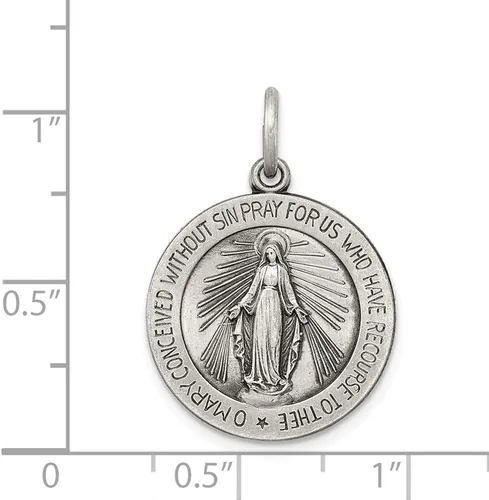 Miniatura 3 de Colgante de plata de ley 925 con diseño vintage de Virgen María antigua y reza por nosotros medalla milagrosa medalla de maría 0945in x 0709in Metal