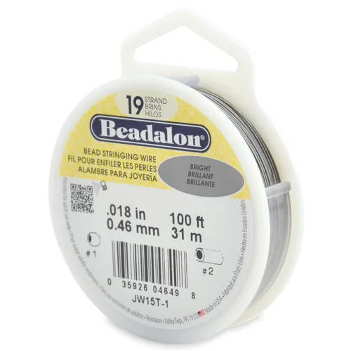 Miniatura 32 de Beadalon Alambre de cuerda de cuentas de acero inoxidable de 19 hebras, 0.018 pulgadas / 0.018 in, bronce, 100 pies / 101.7 ft