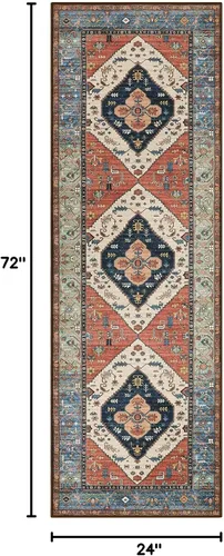 Miniatura 2 de Beeiva Alfombra bohemia lavable de 2 x 3 pulgadas, tapete ultra fino para puerta de entrada interior, tapete antideslizante para puerta delantera