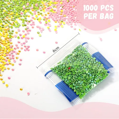 Miniatura 3 de 60000 piezas de cuentas de diamantes de imitación de 60 colores para pintura con diamantes, cuentas redondas de resina de fondo plano, diamantes