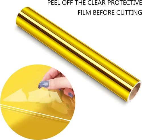 Miniatura 2 de TECKWRAP Rollo de Vinilo Adhesivo Cromado Dorado 1 pie x 5 pies – Vinilo Dorado Permanente para Manualidades, Letreros, Pegatinas y Proyectos
