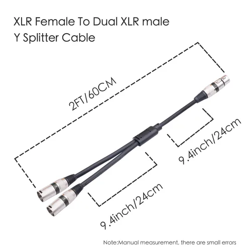 Miniatura 5 de Paquete de 5 cables divisores XLR hembra a doble macho en Y, hembra a 2 machos 3 pines XLR Y, divisor de 3 pines 1 F a 2 M para mezclador de 1 XLR F