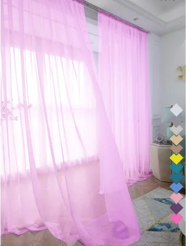 Miniatura 10 de L&TEC Cortinas traslúcidas para la ventana de color beige, 2 paneles de 48x45 pulgadas, con bolsillo básico para la barra de la cortina