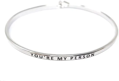 Miniatura 25 de By you - Brazalete con gancho, pulsera delgada grabada con un mensaje positivo e inspirador