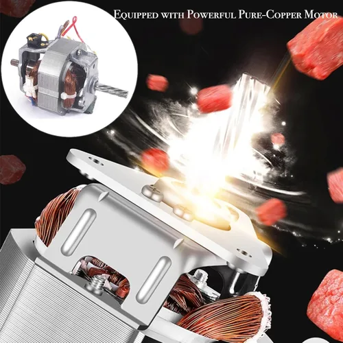 Miniatura 2 de Sunmile SM-G33 ETL picadora de carne eléctrica de acero inoxidable de 1HP 800W Max - Hoja de acero inoxidable y 3 placas de molienda, 3 tipos