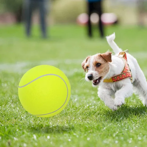 Miniatura 5 de Pomeat 2 pelotas de tenis Gaint para perros, pelotas de tenis inflables grandes de 9.5 pulgadas, juguete masticable para mascotas, pelotas de 2