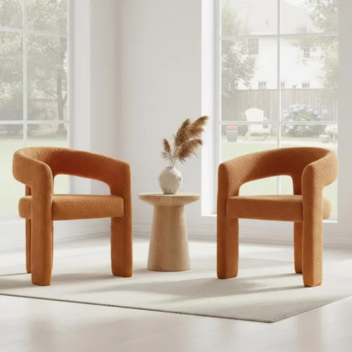 Miniatura 20 de Hyfirm Sillas de Comedor Modernas Tipo Barril Juego de 1, Cómoda Silla de Comedor de Acento Tapizada en Chenilla con Brazo para Cocina Sala de Estar
