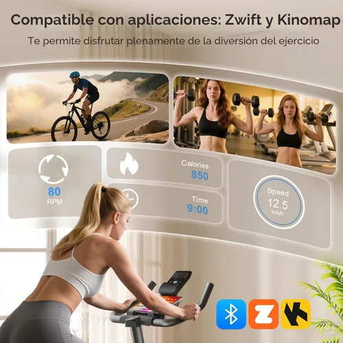 Miniatura 2 de Bicicleta estática para el hogar – Bicicleta de ciclismo interior de resistencia magnética de 350 libras, bicicleta giratoria estacionaria