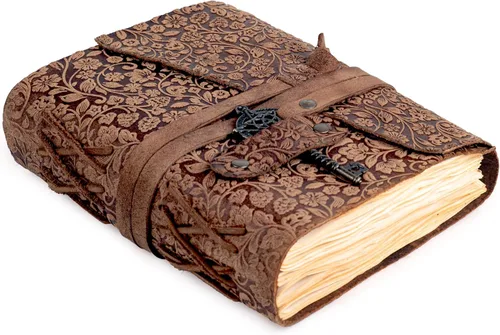 Miniatura 12 de LEATHER VILLAGE Diario encuadernado de cuero hecho a mano para mujeres - Verde "7"X5" (A7) Mediano 260 páginas en blanco de papel vintage