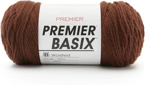 Miniatura 45 de Premier Yarns Basix, hilo de estambre sólido, hecho de acrílico, hilo ideal para ganchillo y tejer, Pecan, 359 yardas 1115-35 Pecan