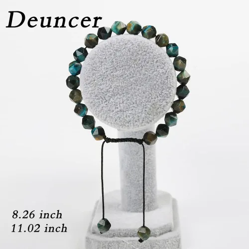 Miniatura 5 de Pulsera ajustable unisex con cuentas de cristal de ágata natural de 0.315in