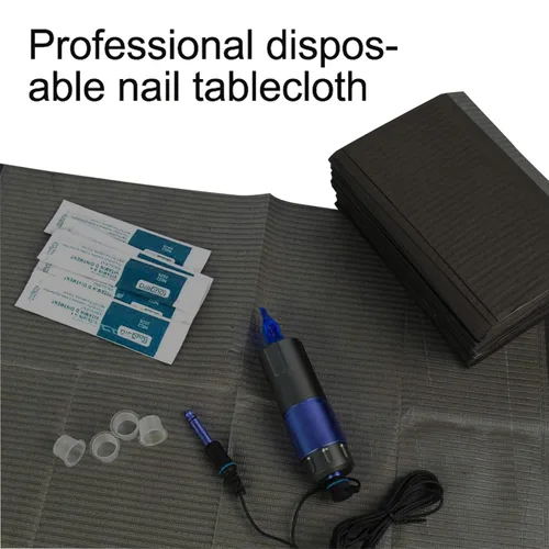 Miniatura 2 de LXIANGN 125 toallas desechables para arte de uñas, 13 x 17 pulgadas, impermeable, 3 capas, tapete de arte de uñas, hojas de papel, almohadillas Negro