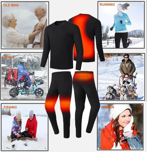 Miniatura 4 de scosao Conjunto de ropa interior térmica con pantalones térmicos para hombre, capa base de calefacción para invierno, parte superior e inferior