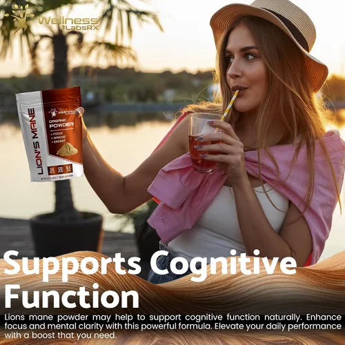 Miniatura 6 de WELLNESS LABSRX Polvo de melena de león, suplemento de hongos – 2000 mg – Suplemento de melena de león – Complementos cerebrales en polvo de hongo
