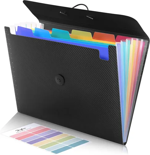 SKYDUE Organizador de Archivos de Acordeón, Carpeta de Archivos Expandible con 7 Bolsillos, Organizador Portátil de Recibos, Papel de Facturas y