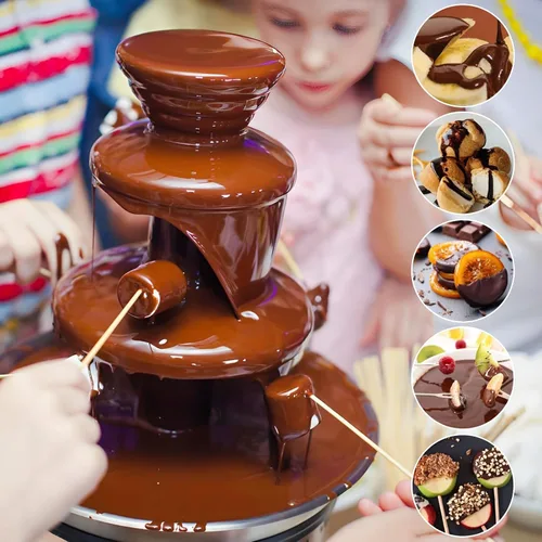 Miniatura 7 de Máquina eléctrica de fuente de chocolate con capacidad para fuente de fondue de chocolate de 10 onzas, máquina de fusión de acero inoxidable
