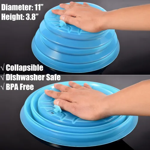Miniatura 3 de Kichwit Cubierta plegable de silicona para placa de microondas, protector de salpicaduras, apto para lavavajillas y libre de BPA, 11 pulgadas, azul