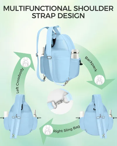 Miniatura 4 de Bolsa de tenis, mochila de tenis resistente al agua para mujeres y hombres, diseño de bandolera acolchada para tenis, pickleball, raquetas de Azul