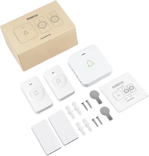 Miniatura 9 de Timbre inalámbrico AVANTEK CW-21 Mini, timbre de puerta impermeable, funciona a más de 305 metros, 2 botones remotos con tonos diferentes, 52 2