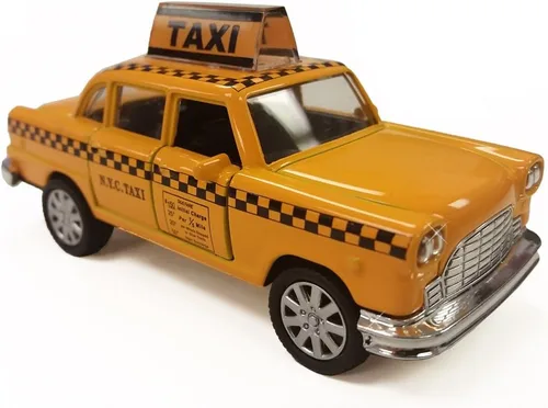 NYC Taxi en cabina amarilla con acción de retroceso, juguete de taxi de la ciudad de Nueva York (sin sonido)