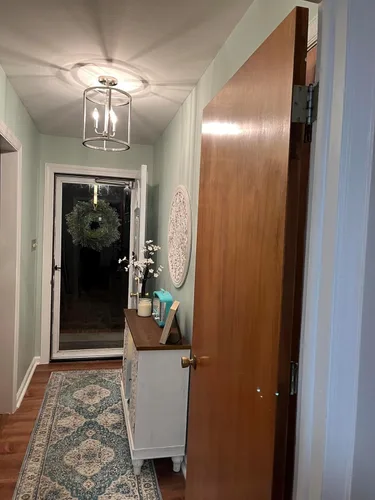 Miniatura 4 de Lámpara colgante de 3 luces con acabado de níquel cepillado, lámpara geométrica de cadena ajustable, jaula de metal, iluminación colgante para Vela