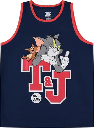 Camiseta de baloncesto de Tom & Jerry para hombre, camiseta clásica de malla Hanna-Barbera, camiseta sin mangas de malla de dibujos animados vintage
