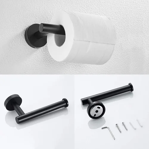 Miniatura 3 de Kit de accesorios de baño de 3 piezas, accesorios de baño negro mate SUS304 de acero inoxidable montado en la pared, incluye barra de toalla de mano