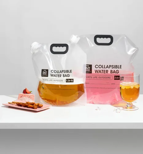 Miniatura 3 de 24/7 BAGS Paquete de 8 bolsas plegables para contenedores de agua de 1.3 galones/5 litros, resistente con asas de transporte, caminatas, viajes