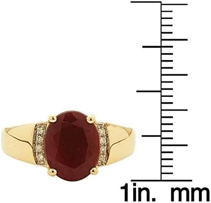 Miniatura 3 de Gin & Grace Anillo de rubí opaco genuino de oro amarillo de 10 quilates de 3 quilates con diamantes para mujer, joyería hecha a mano