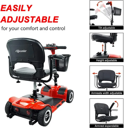 Miniatura 6 de Patinete de movilidad de 4 ruedas – Patinetes de movilidad plegables portátiles para adultos – Scooter eléctrico de movilidad con batería 12V12AH