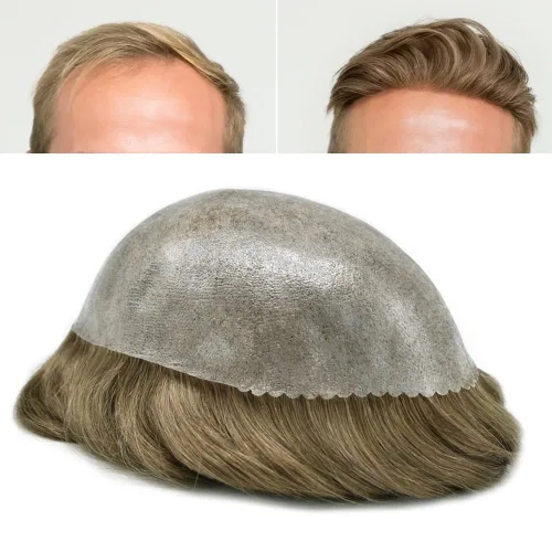 Miniatura 85 de Toupee Hair Piece For Men 100% Real Human Hair System Natural Looking Hairpieces For Men Hair Units Protesis Capilar Para Hombre 8''X10'' #610#6