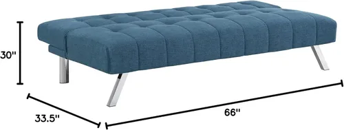 Miniatura 13 de OSP Home Furnishings Sawyer - Sofá futón convertible con fácil elevación y patas de acero inoxidable, tela azul