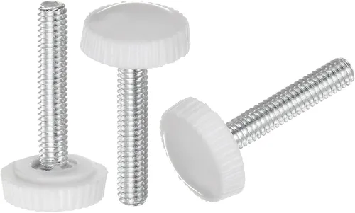 Miniatura 18 de uxcell 20 pomos moleteados de rosca métrica macho M4 x 0.236 in, pomos de sujeción de tornillo de pulgar, mango de plástico con perno roscado