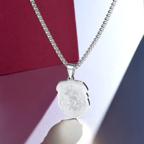 Miniatura 9 de FaithHeart - Collar de San Miguel, dije personalizado de protección del arcángel, para hombres y mujeres, acero inoxidablechapado en oro Medalla