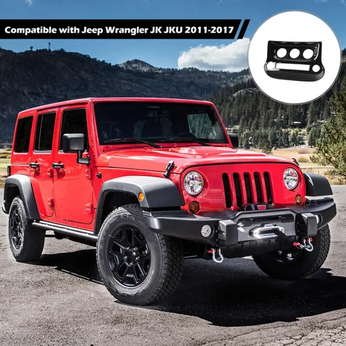 Miniatura 4 de RT-TCZ Para Jeep JK Negro Dash Console A/C Controles Cubierta Trim Panel para Jeep Wrangler JK JKU 2011-2017 ABS Interior Accesorios 1pc
