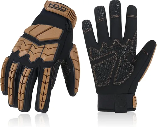 Miniatura 8 de HANDLANDY HLDD - Guantes de trabajo resistentes, guantes de impacto con protector TPR, guantes de trabajo mecánico antivibraciones para hombres