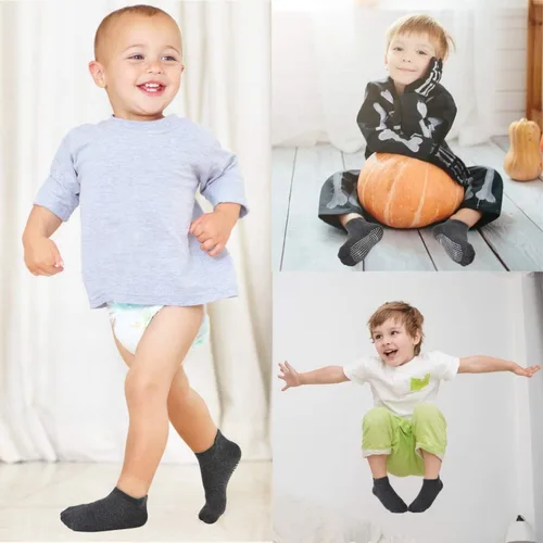Miniatura 2 de SkiBeaut 12 pares de calcetines antideslizantes para niños y niñas con agarres, calcetines antideslizantes para niños pequeños de 1 a 7 años