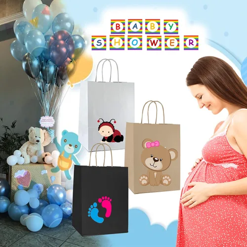 Miniatura 5 de Qutuus Bolsas de papel blanco con asas a granel, 100 bolsas de regalo blancas de 8 x 4.5 x 10 pulgadas, bolsas de papel kraft reciclables, bolsas