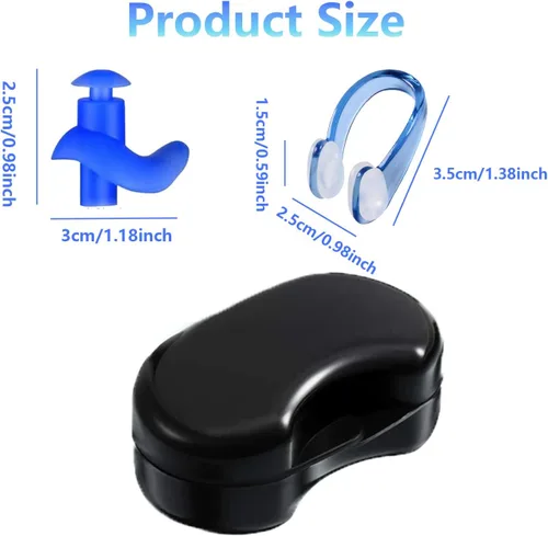 Miniatura 2 de Tapones para los oídos de natación, clip para la nariz, tapones para los oídos de natación, paquete de 3 pares de tapones de silicona reutilizables