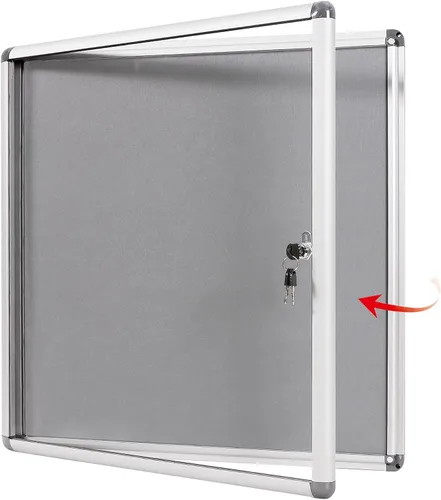 Miniatura 13 de SWANCROWN - Tablero de anuncios con cerradura a prueba de manipulaciones y cerrado para hogar, oficina y escuela, montado en la pared, de tela azul