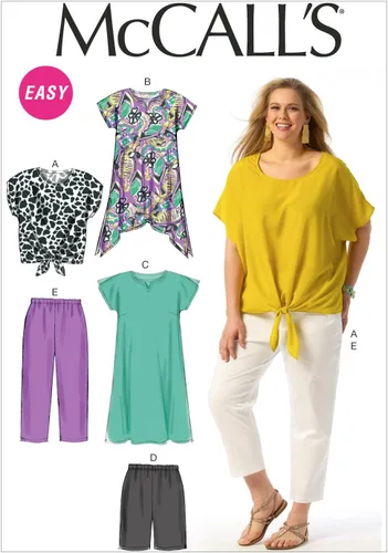 McCall Pattern Company M6971 - Camiseta para mujer, túnica, vestido, pantalones cortos y pantalones, talla RR "18W-20W-22W-24W"