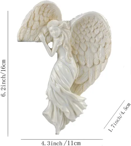 Miniatura 2 de SIQITECHNO Marco de puerta, adornos de estatuas de ángel, escultura envejecida, esquina izquierda o derecha, manualidades de pared, adorno vintage