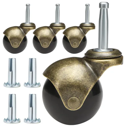 JGJC 2" Ruedas de latón antiguo de alta resistencia Juego de 4 | 5/16" × 1-1/2" (8×38mm) Ruedas de cuello de agarre con tapones de manga | Juego de