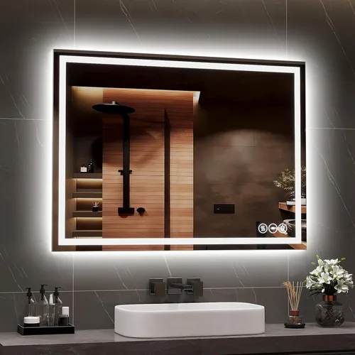 Miniatura 15 de Espejo de baño LED de 24 x 32 pulgadas, espejo de baño antivaho con luces, espejos de tocador iluminados montados en la pared, regulable