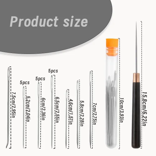 Miniatura 2 de TLKKUE Kit de hilo de coser para reparación de tapicería, aguja de hilo encerado de 273 yardas, punzón recto, kit de costura de cuerda de cera Negro