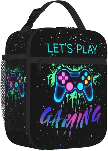 Miniatura 3 de SARA NELL Lonchera con controlador de juegos, bolsa de almuerzo colorida para niños, lonchera impermeable con aislamiento térmico para niños, mini