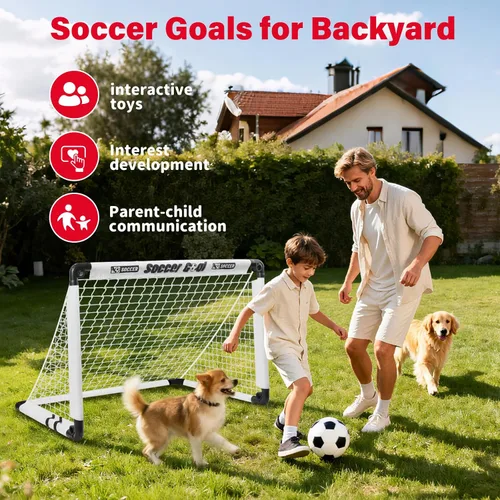 Miniatura 6 de KETIEE Porterías de fútbol para niños para patio trasero: juego de porterías de fútbol plegables de 35 x 23 pulgadas, portería de fútbol portátil